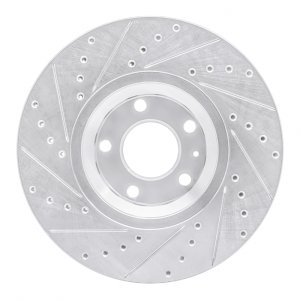 Audi A6 Quattro Brake Rotor (1) - Front Right - R1 Concepts - Drilled & Slotted - Silver - `97-`06